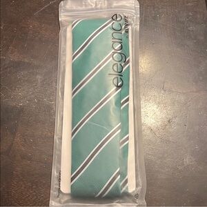 Elegance by RETREEZ Green with blue & white striped Tie  woven microfiber